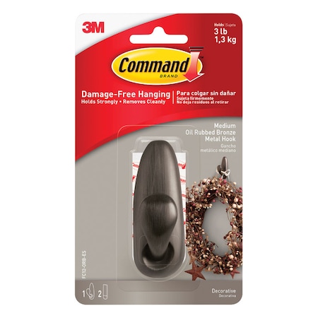 3M 3M Command 3-1/4 in. L Oil Rubbed Bronze Metal Medium Forever Classic Coat/Hat Hook 3 lb. cap. 1 pk FC12-ORB
